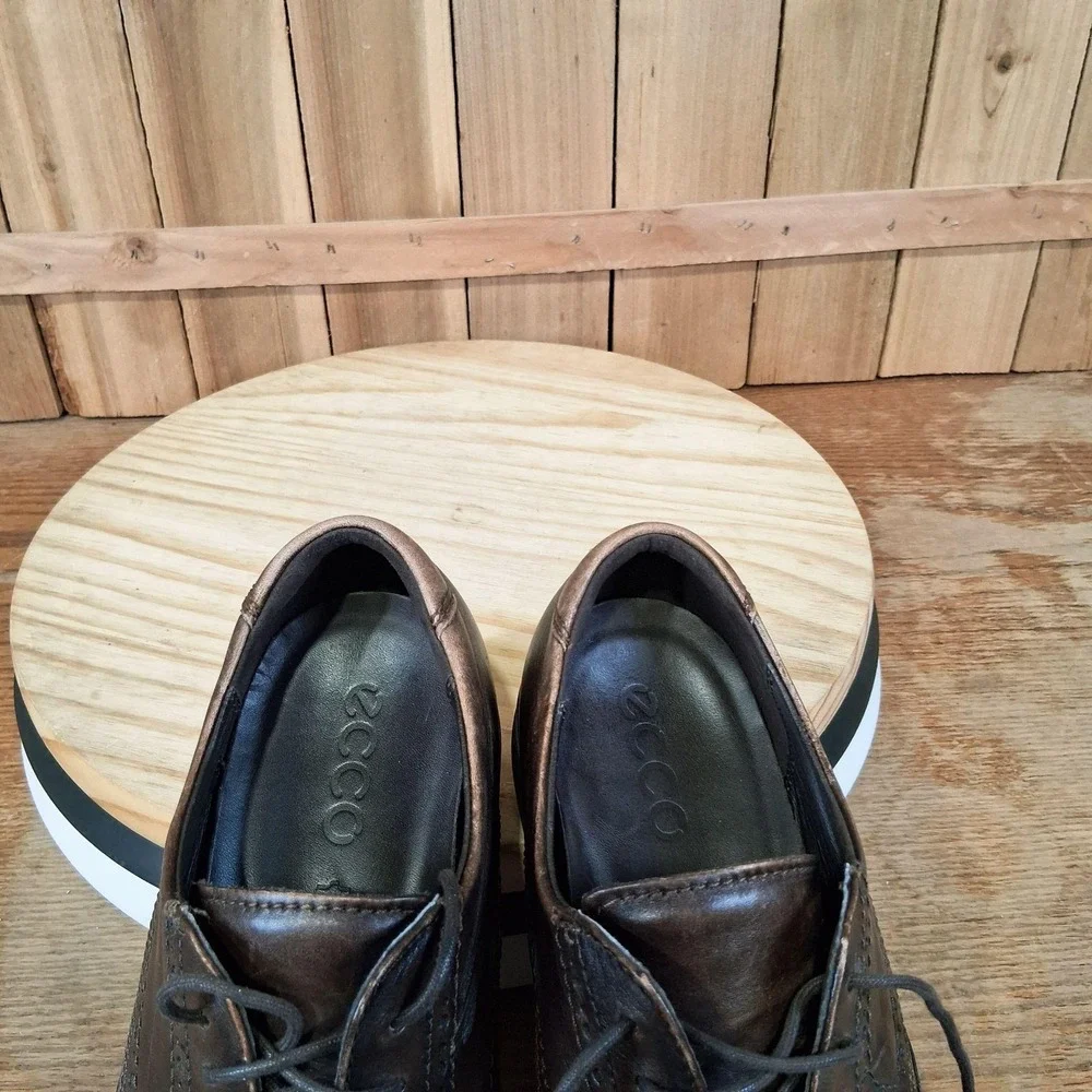 ECCO Melbourne Wingtip‎ Oxford Shoes Mens 11 45 EU Brown Leather Brogue Derby